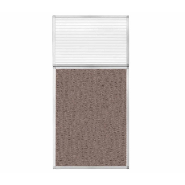 Versare Hush Panel Configurable Cubicle Partition 3' x 6' W/ Window Latte Fabric Clear Fluted Window 1852313-1 - main